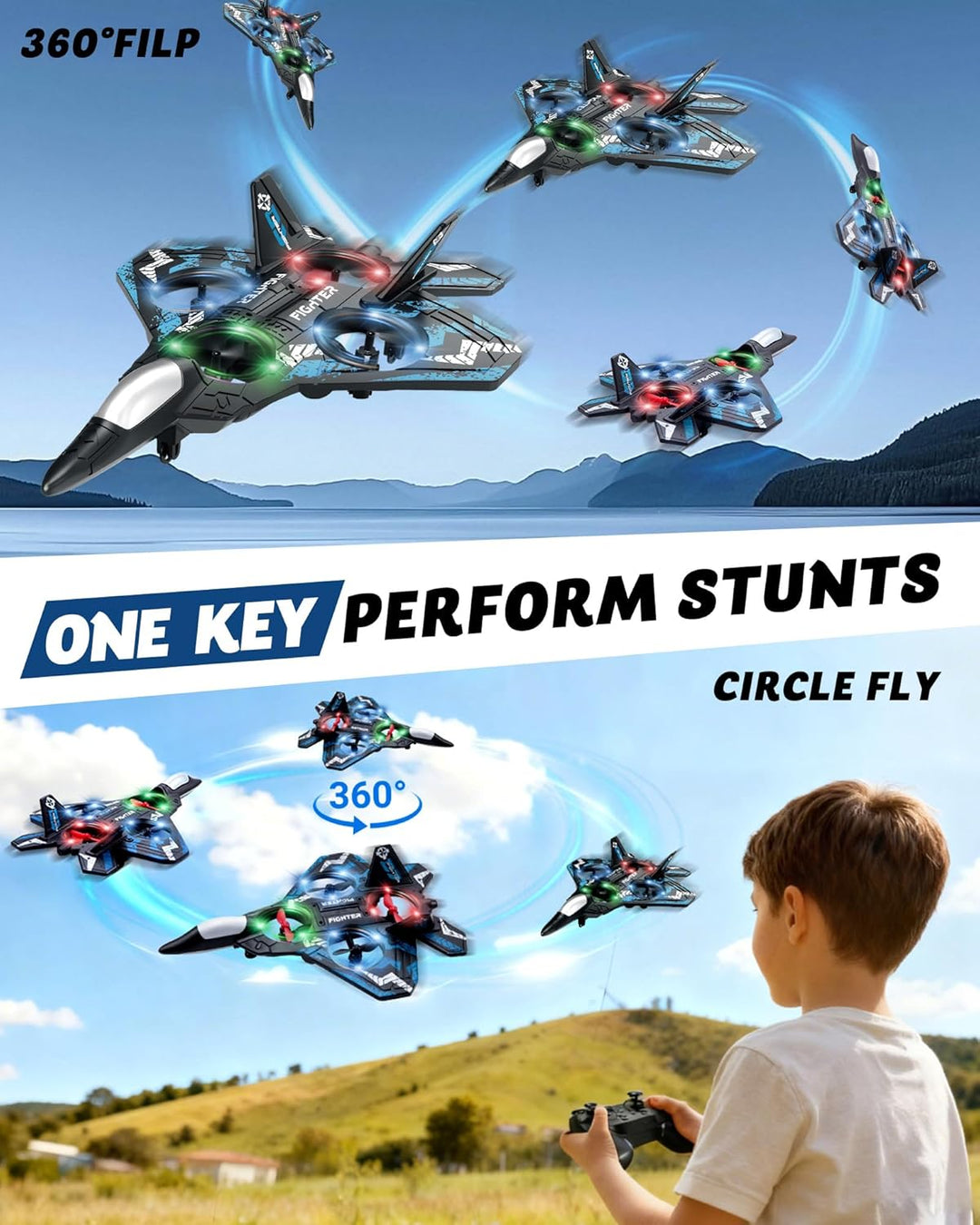 Drones para niños con forma de avión a control remoto, avión de con...