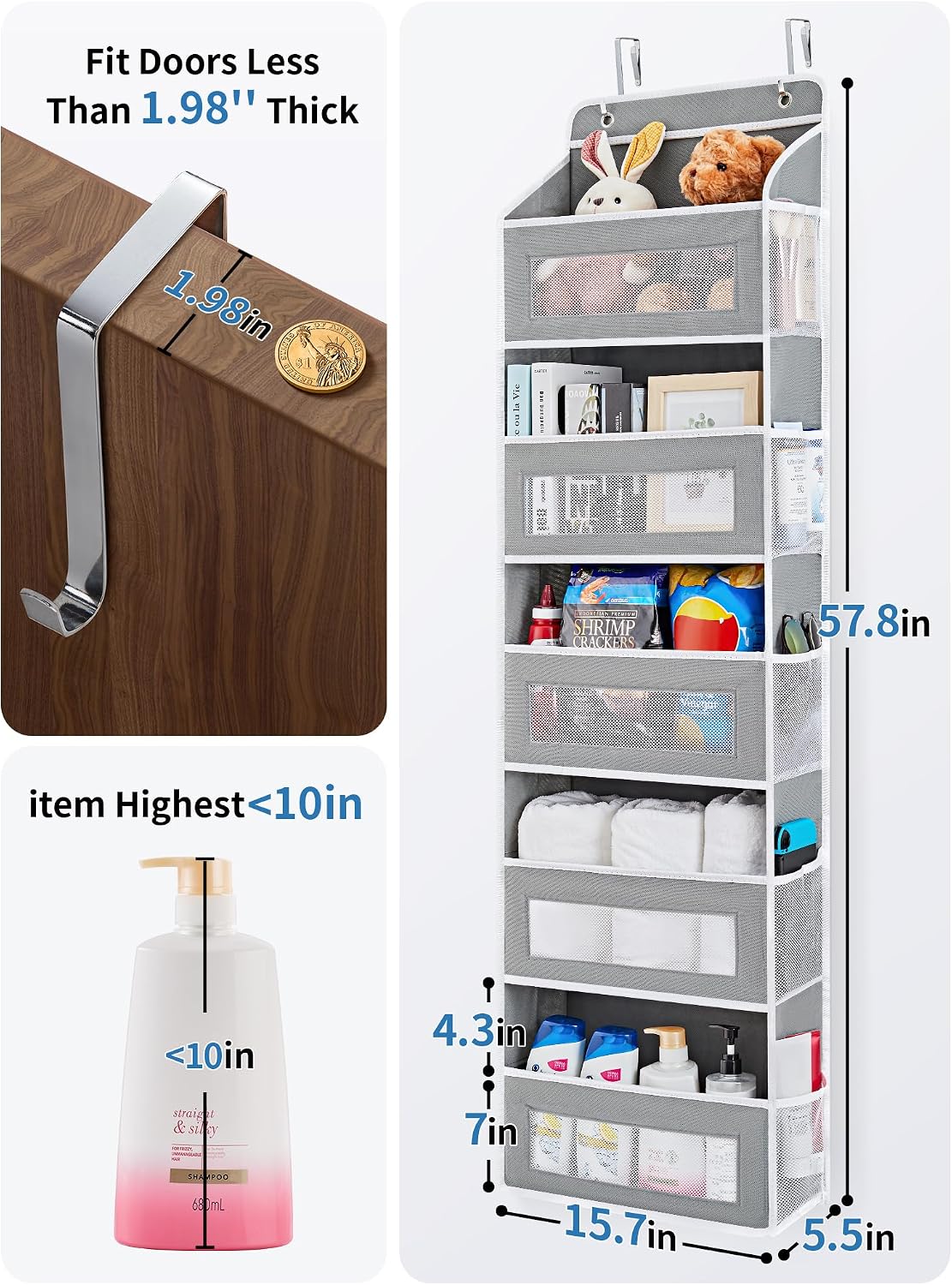 JARLINK Organizador sobre la puerta para dormitorio, despensa, baño