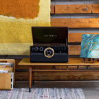 Victrola Metropolitan - Tocadiscos Bluetooth 4 en 1, Radio - Nogal