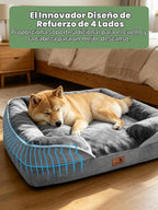 Spotted Play - Cama ortopédica para perros con laterales - Sofás para perros medianos, sofá de espuma de apoyo con funda extraíble y lavable, forro impermeable y fondo antideslizante, gris - M