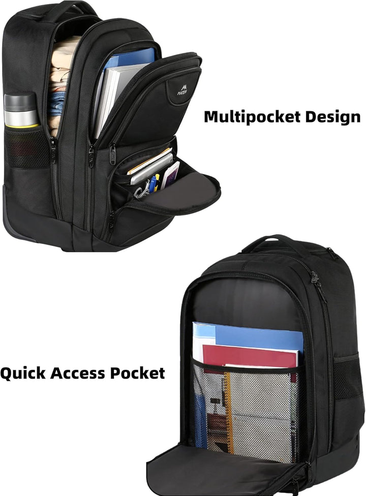 Mochila de viaje Matein impermeable con ruedas, Negro