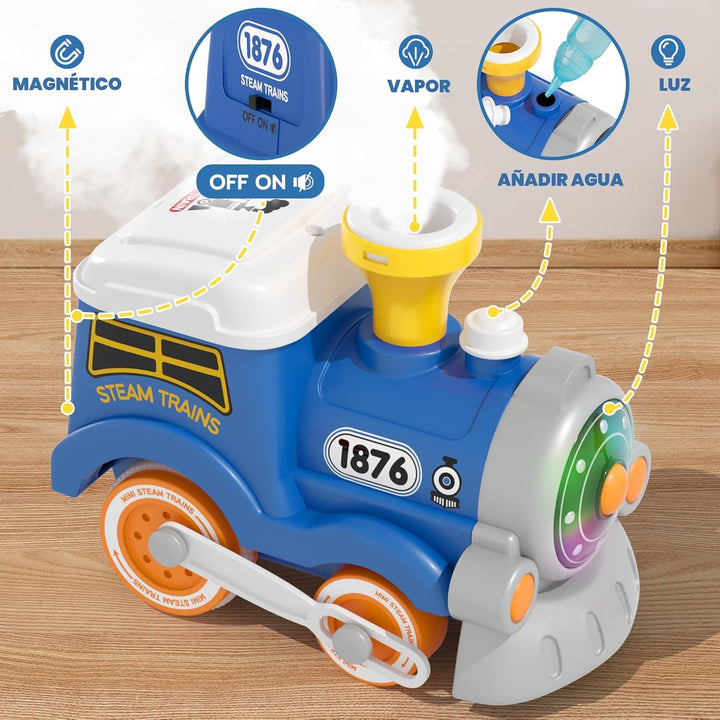 Juego de Tren MORECOLL para Niños Pequeños con Vapor, Música y Luce...