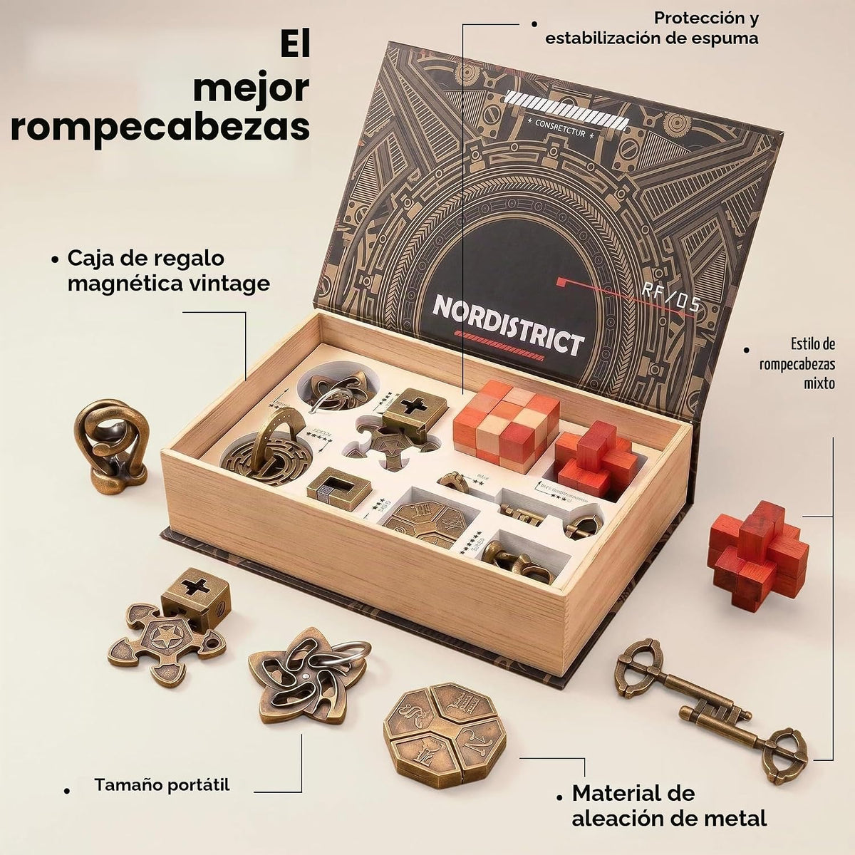 Juego de 9 rompecabezas de metal para el cerebro, rompecabezas de cerebro entrelazado 3D para adultos y adolescentes, juguete de escritorio antiestrés, regalo para aliviar el estrés para cumpleaños, Navidad, vacaciones y fiesta familiar