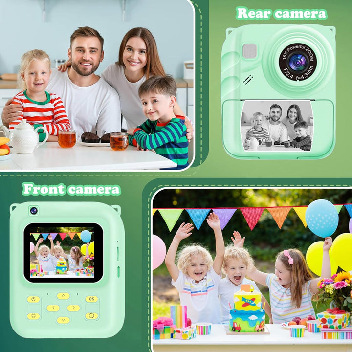 Cámara de impresión instantánea para niños, cámara de video 1080P c...