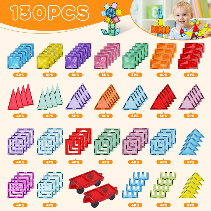 Paaxido Azulejos Magnéticos, Juego de 130 Piezas de Bloques Magnéti...