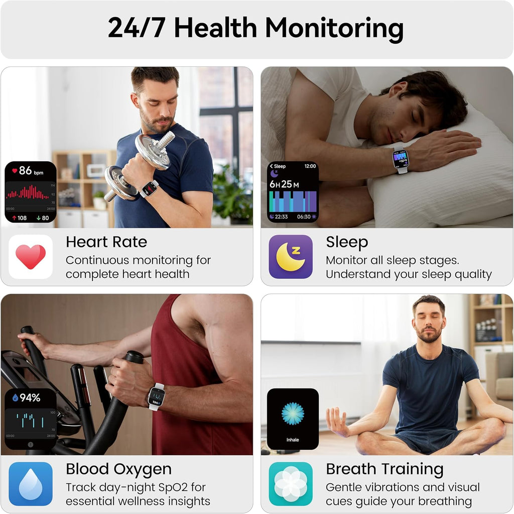 Reloj inteligente con Alexa integrado, rastreador de fitness de llamadas Bluetooth HD de 1.83 pulgadas