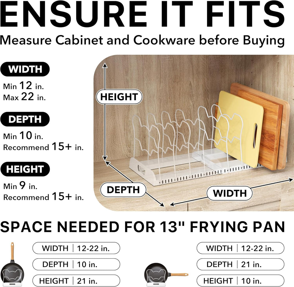 Simple Houseware Estante expandible para sartenes con 10 compartimentos