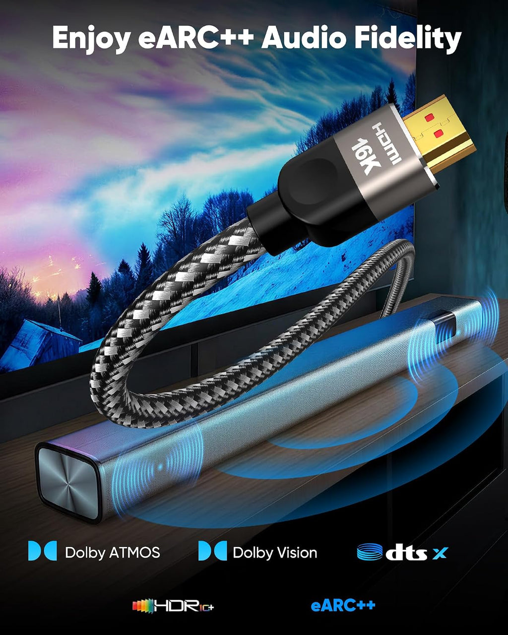 Highwings Cable HDMI de fibra óptica 16K 8K 2.2 40FT, 96Gbps ultra alta