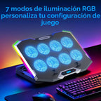 Almohadilla de refrigeración para laptop gaming con 8 ventiladores de refrigeración, almohadilla enfriadora de ventilador para laptop de 15 a 17.3 pulgadas, soporte enfriador para notebook