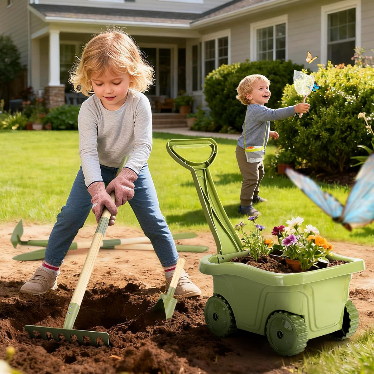 Dreamon Kids - Juego de jardinería para niños, 14 piezas, herramienta de