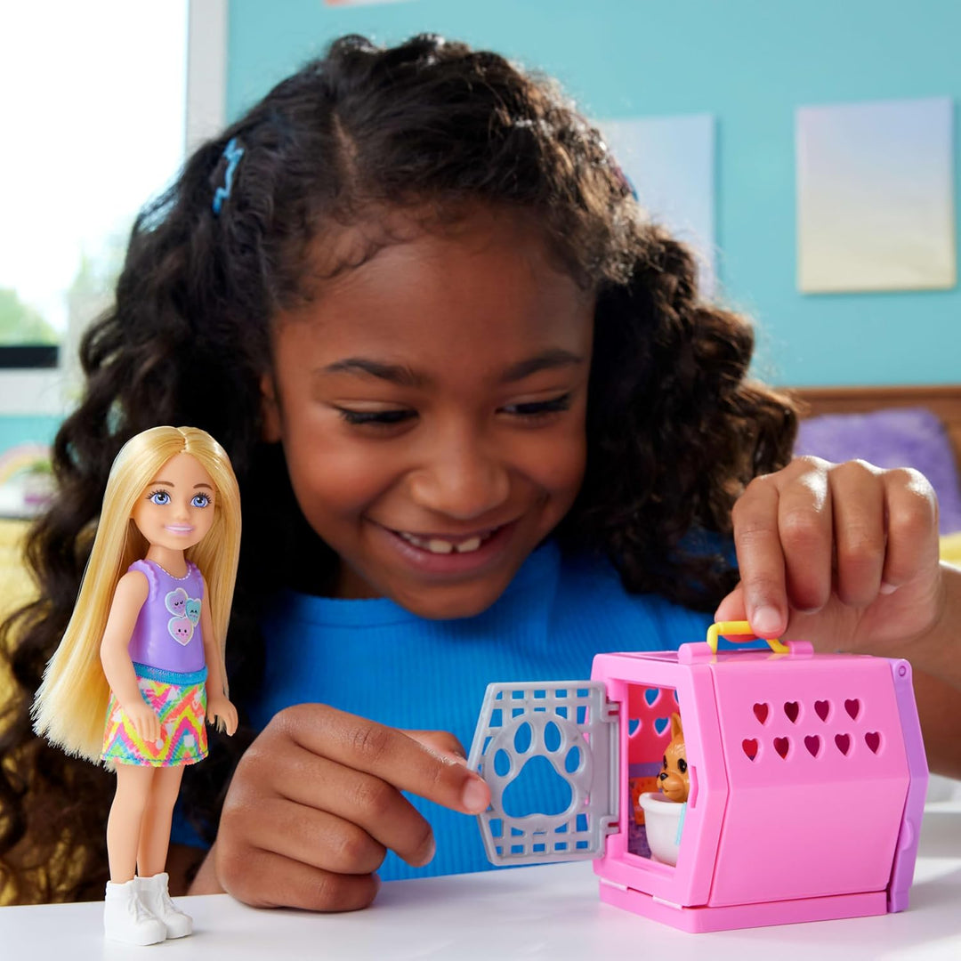 Barbie Chelsea - Juego de transporte para cachorros, muñeca pequeña...