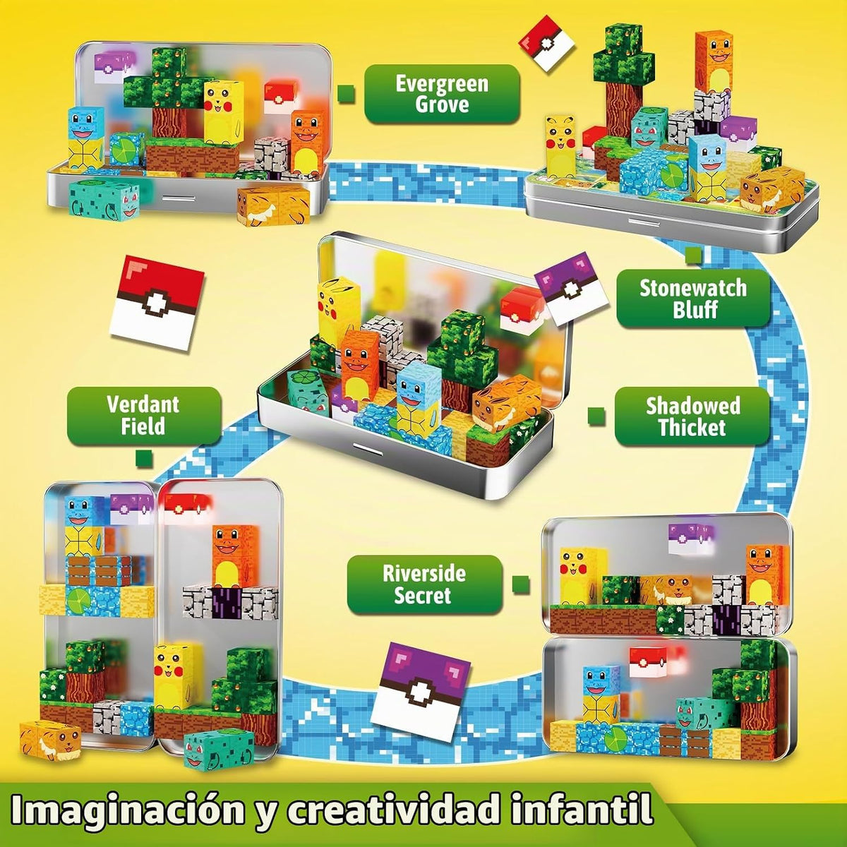 Juguetes de viaje para mascotas, 35 cubos magnéticos de construcción con estuche de almacenamiento de metal para niños de 3 a 8 años, juguetes de construcción STEM Montessori para niños pequeños