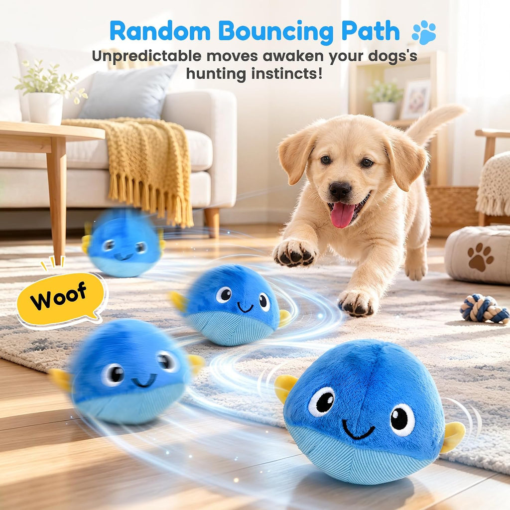 BurgeonNest Juguete interactivo para perros, juguete de pelota móvil con 2