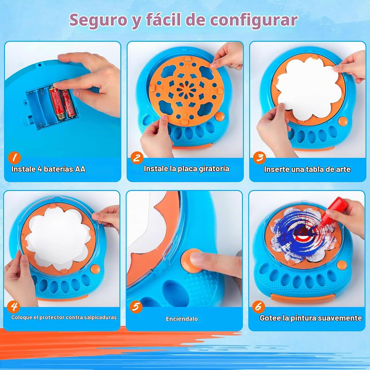 Spin Art Machine para Niños, Kit de Pintura Giratoria para Manualidades, Regalo para 6+