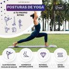Esterilla de yoga con instrucciones de posturas impresas y correa de transporte, 75 posturas de yoga ilustradas y 75 estiramientos, bonita esterilla de yoga para mujeres y hombres, antideslizante, alfombrilla de yoga extra gruesa de 1/4 pulgadas para