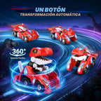 Coche RC transformador de dinosaurios con luces LED, conversión de robot de