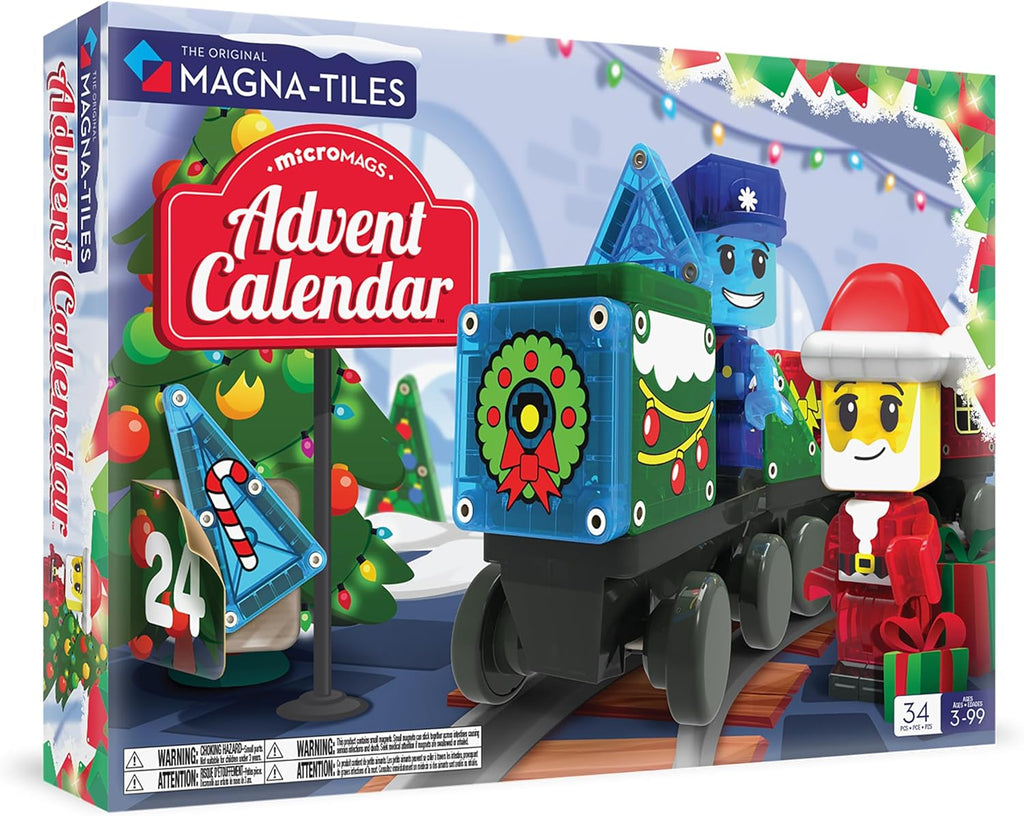 MAGNA-TILES microMAGS Calendario de Adviento Set de Construcción Magnética de 34 Piezas, Marca Original de Construcción Magnética