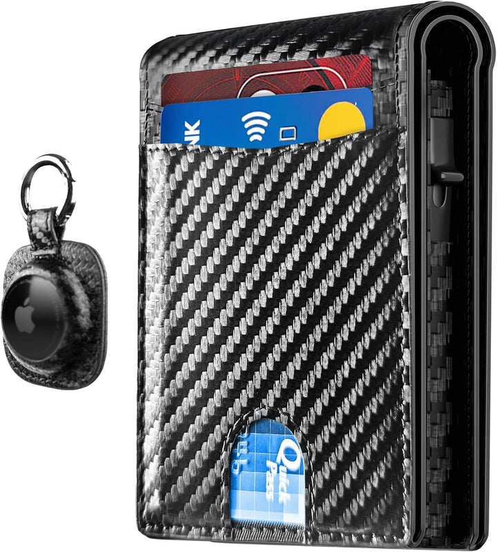 QLD - Cartera minimalista para hombres - Billetera delgada de cuero...