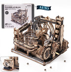 ROKR Rompecabezas 3D para adultos, kit de modelo eléctrico Marble Spaceport LGC01, 472 piezas de rompecabezas de madera con diseño de canicas, juguete de construcción, decoración de escritorio