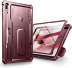 Dexnor Funda para Samsung Galaxy Tab S7 FE de 12.4 pulgadas (2021), [protector de pantalla y soporte integrados] con soporte para bolígrafo, resistente a prueba de golpes, funda protectora de cuerpo completo para Galaxy S7 FE - Rojo