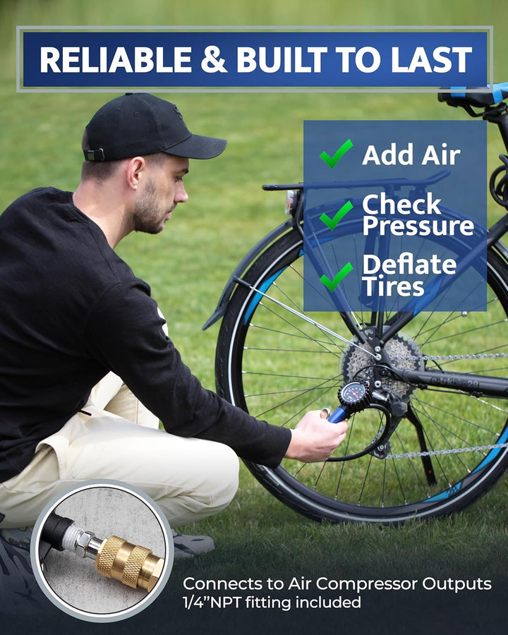 Adaptador de Válvula Presta para Bomba con Pinza de Aire Desmontabl...