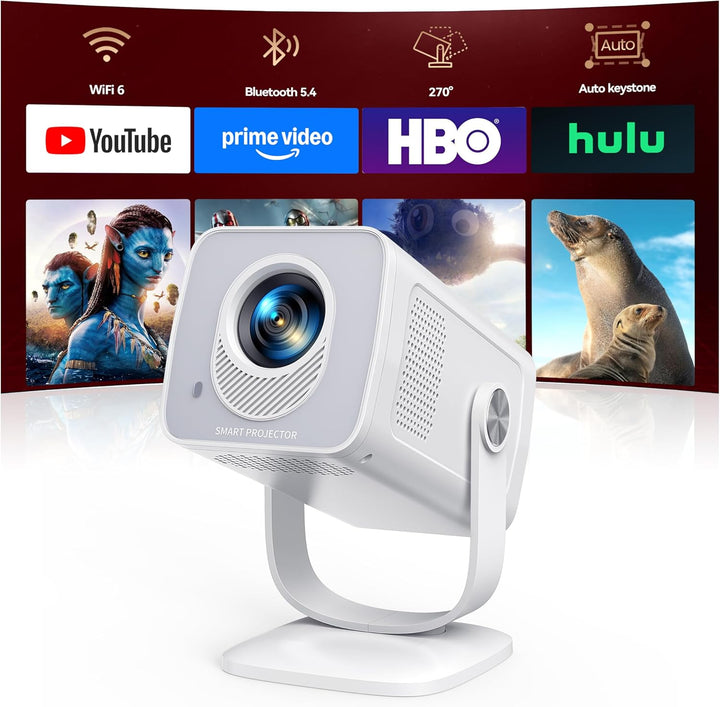 Mini-proyector con WiFi6 y Bluetooth bidireccional 5.4, soporte 108...