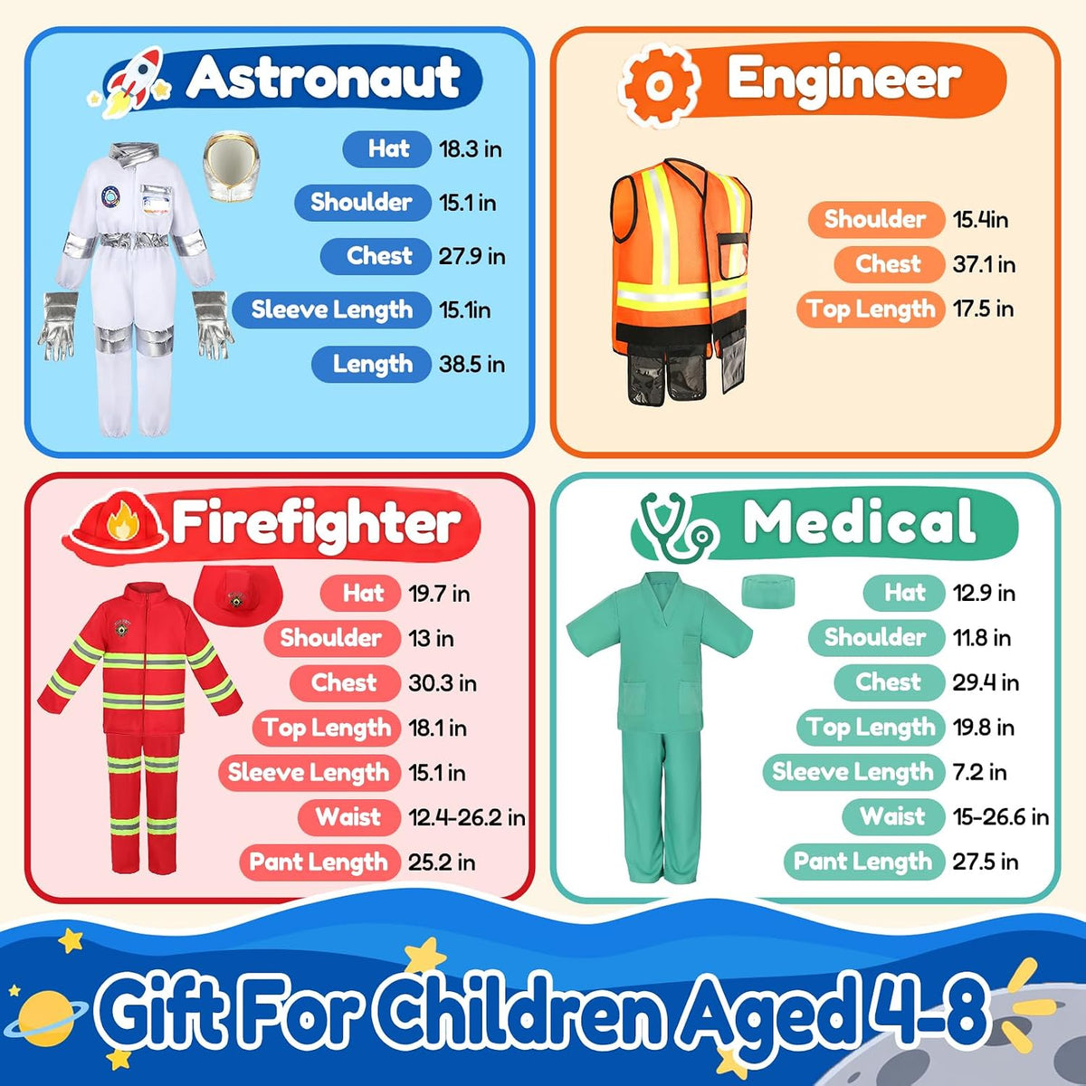 Ropa de vestir profesional para niños de 4, 5, 6, 7, 8 años, 4 en 1