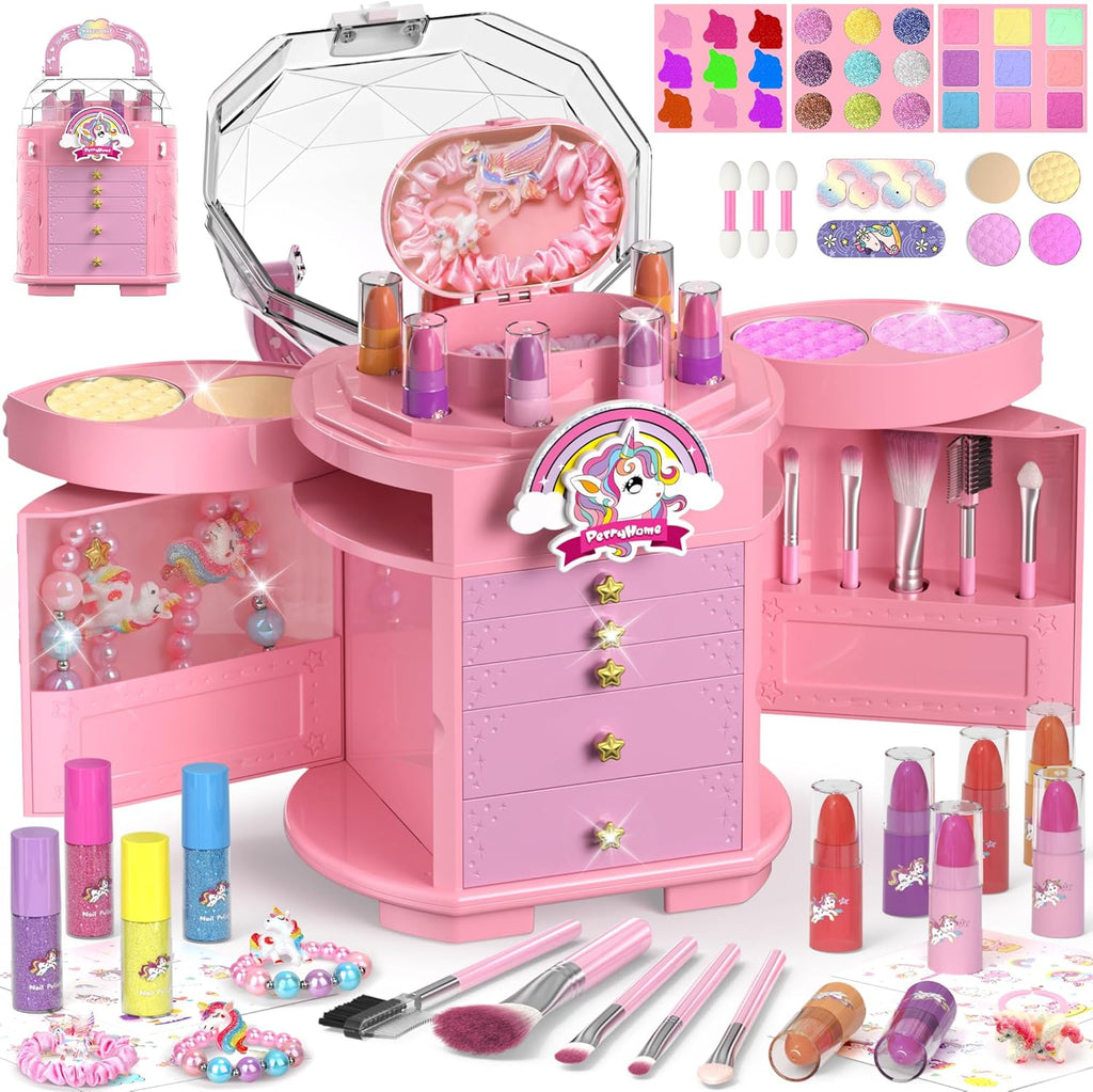 Juego de 63 piezas de maquillaje para niñas, kit de maquillaje cosmético