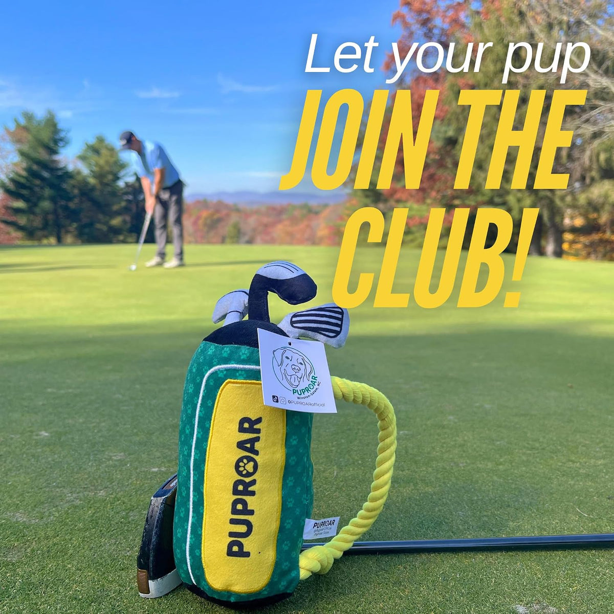 PUPROAR Colección Country Club - Paquete de regalo para perros, juguete de golf para perros y juguete de pickleball para perros con juguete chirriante, divertido y papel arrugado, juguetes divertidos