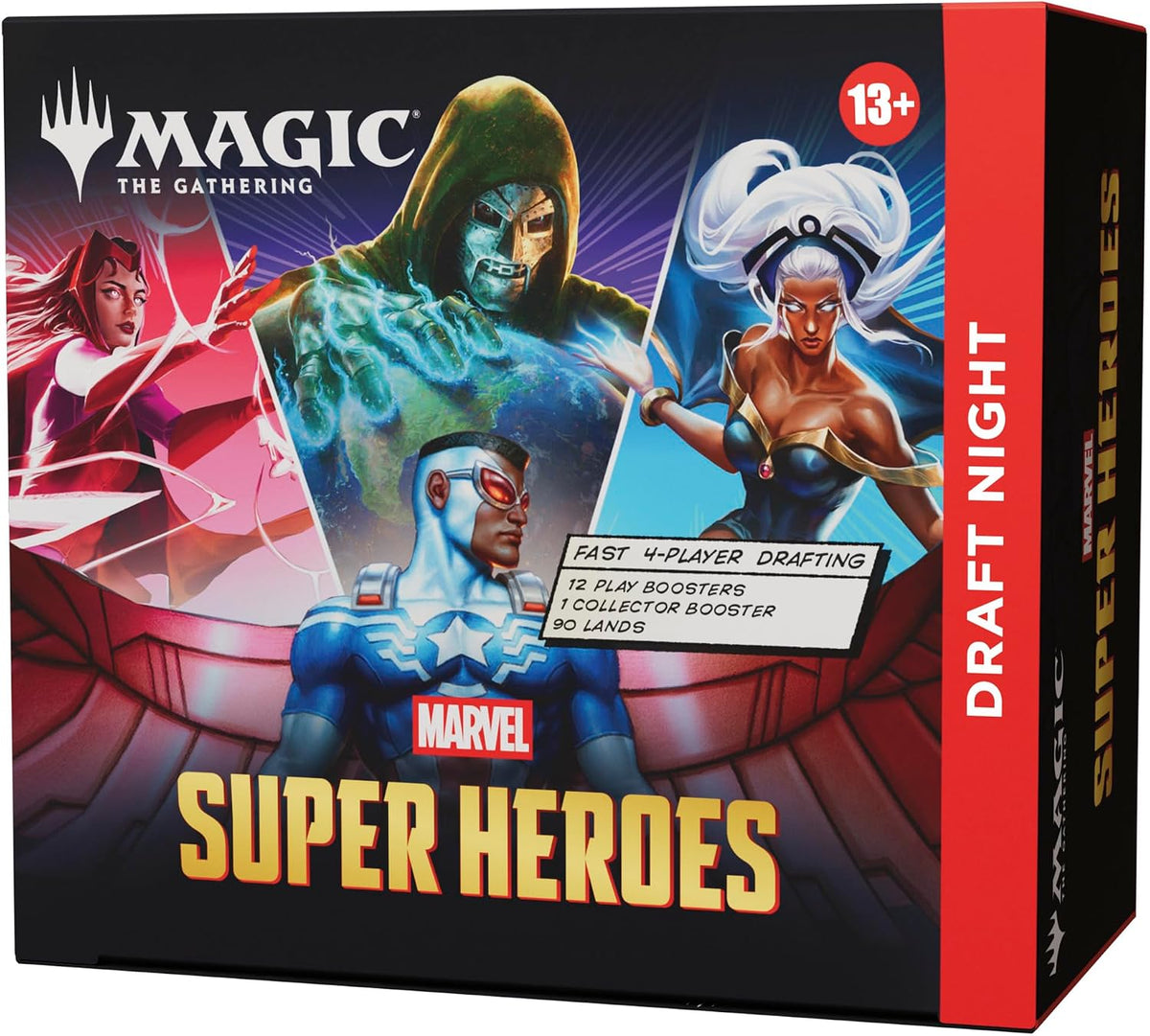 Magic: The Gathering | Marvel Super Heroes - Draft Night (1 refuerzo de coleccionista, 12 potenciadores de juego, 90 tierras)