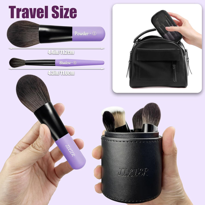 Jilier Juego de brochas de maquillaje de viaje, 14 piezas de mini b...