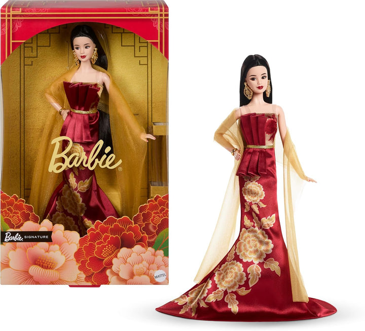 Barbie Muñeca de moda de Año Nuevo Lunar con vestido rojo