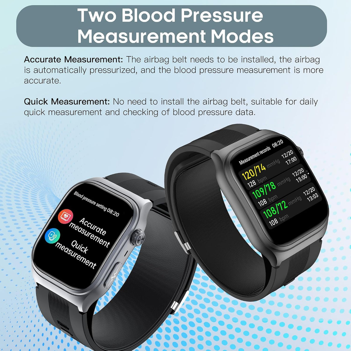 Yowow BIT Reloj Inteligente de Presión Arterial con Bomba de Aire y Bolsa de Aire, Transmisión de Voz, Compartir Datos, Pantalla AMOLED de 2.06", Rastreador de Fitness, Frecuencia Cardíaca/Oxígeno en