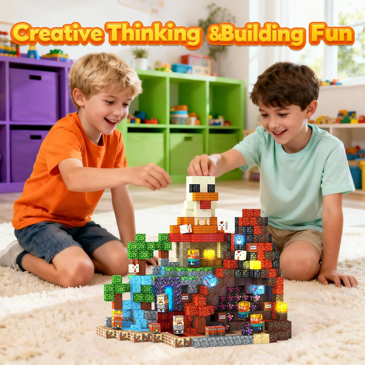 Laoren 200 bloques de construcción magnéticos para niños