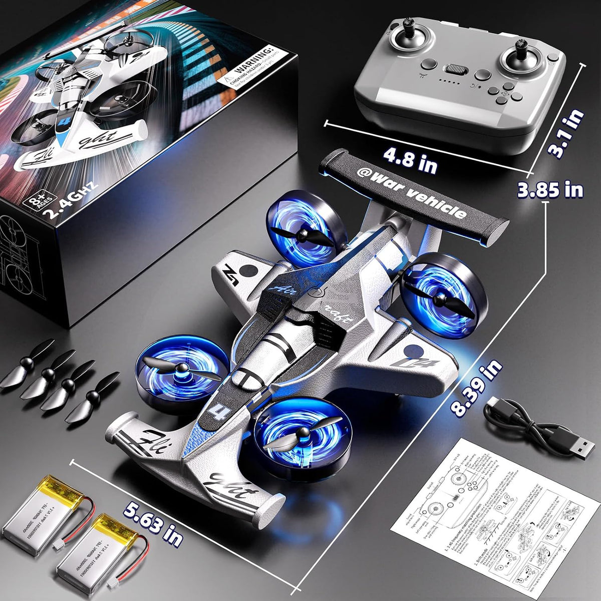 Avión de control remoto para niños, 2 en 1, avión RC Stunt RC Drift, avión de espuma para interiores y exteriores con carreras, trucos, juguetes de regalo para niños, niñas y adultos de 8, 9