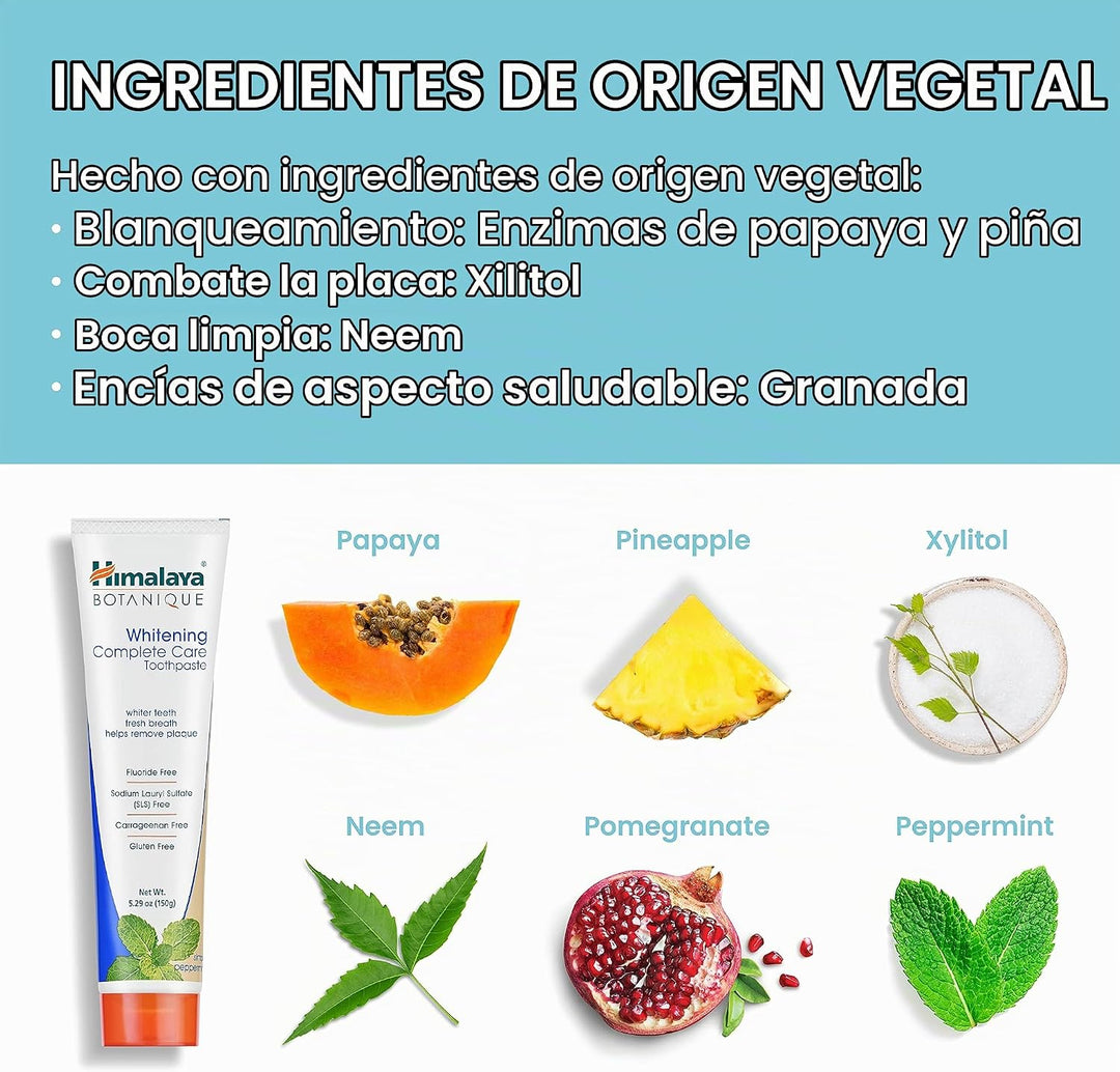 Himalaya Botanique Crema dental blanqueadora de cuidado completo, s...