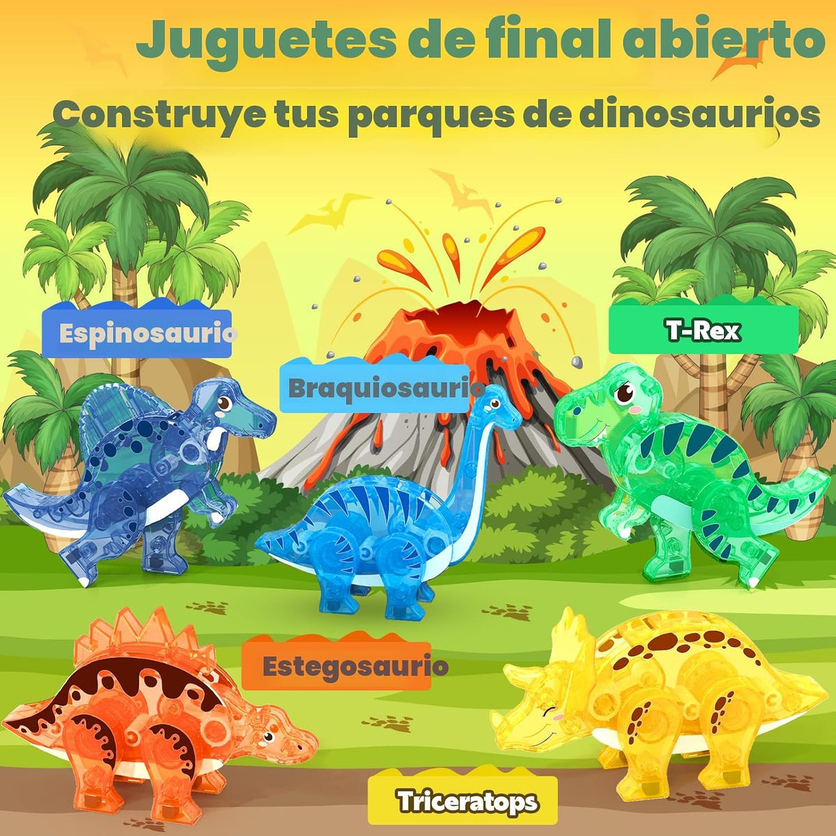 Dinosaur Toys Magnetic Tiles 3D Movable Dinos para Kids 3-5 5-7 Toddler Toy