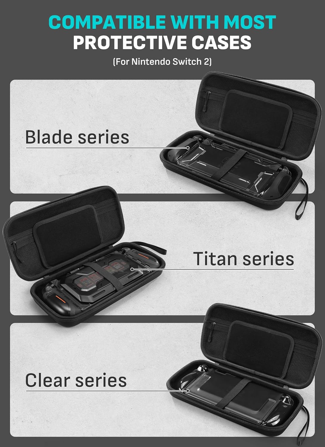 Mumba - Funda de transporte para Nintendo Switch 2 [compatible con consola con funda protectora puesta] [versión 2025 Plus] Bolsa de viaje rígida con 12 ranuras para tarjetas de juego, gran capacidad
