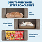Árbol para gatos con caja de arena, torre para gatos de varios niveles con muebles ocultos, percha superior de felpa grande, postes rascadores de sisal, condominio para gatos y hamaca para gatos de