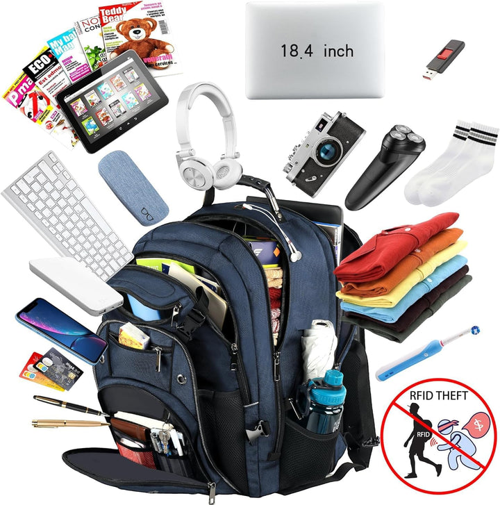 VECKUSON Mochila para portátil unisex de 18.4 pulgadas, bolsa trase...