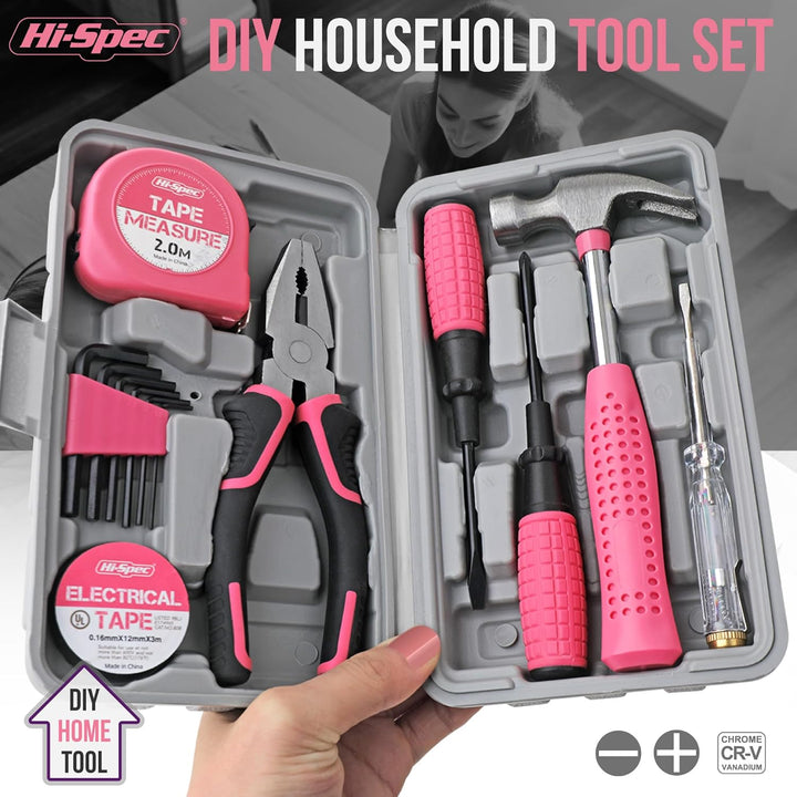 Hi-Spec Mini kit de herramientas: caja de herramientas básica rosa...