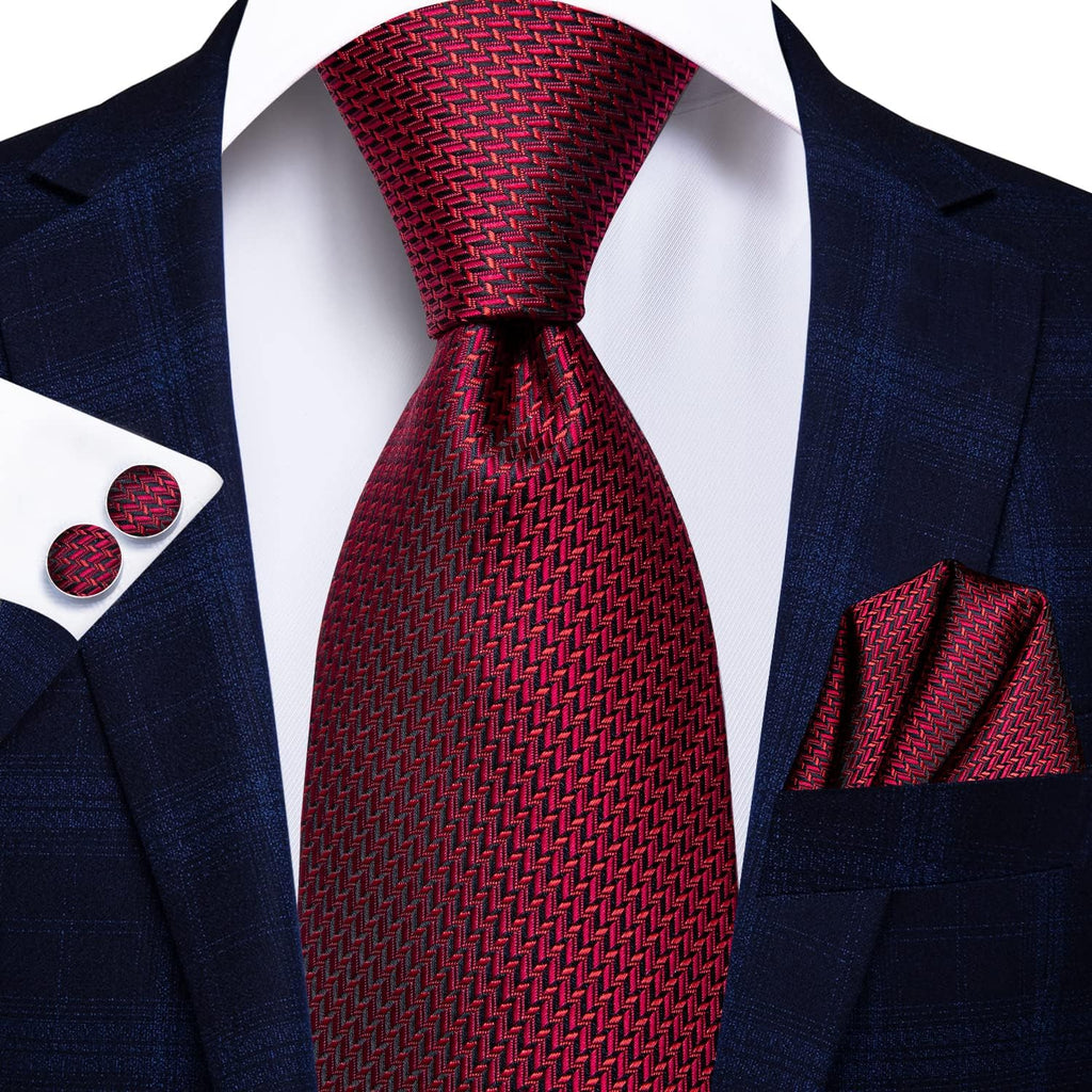 Hi-Tie - Juego de 3 piezas para hombre, incluye corbata, pañuelo de bolsillo, gemelos y pin de solapa, colección de corbata de seda