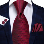 Hi-Tie - Juego de 3 piezas para hombre, incluye corbata, pañuelo de bolsillo, gemelos y pin de solapa, colección de corbata de seda