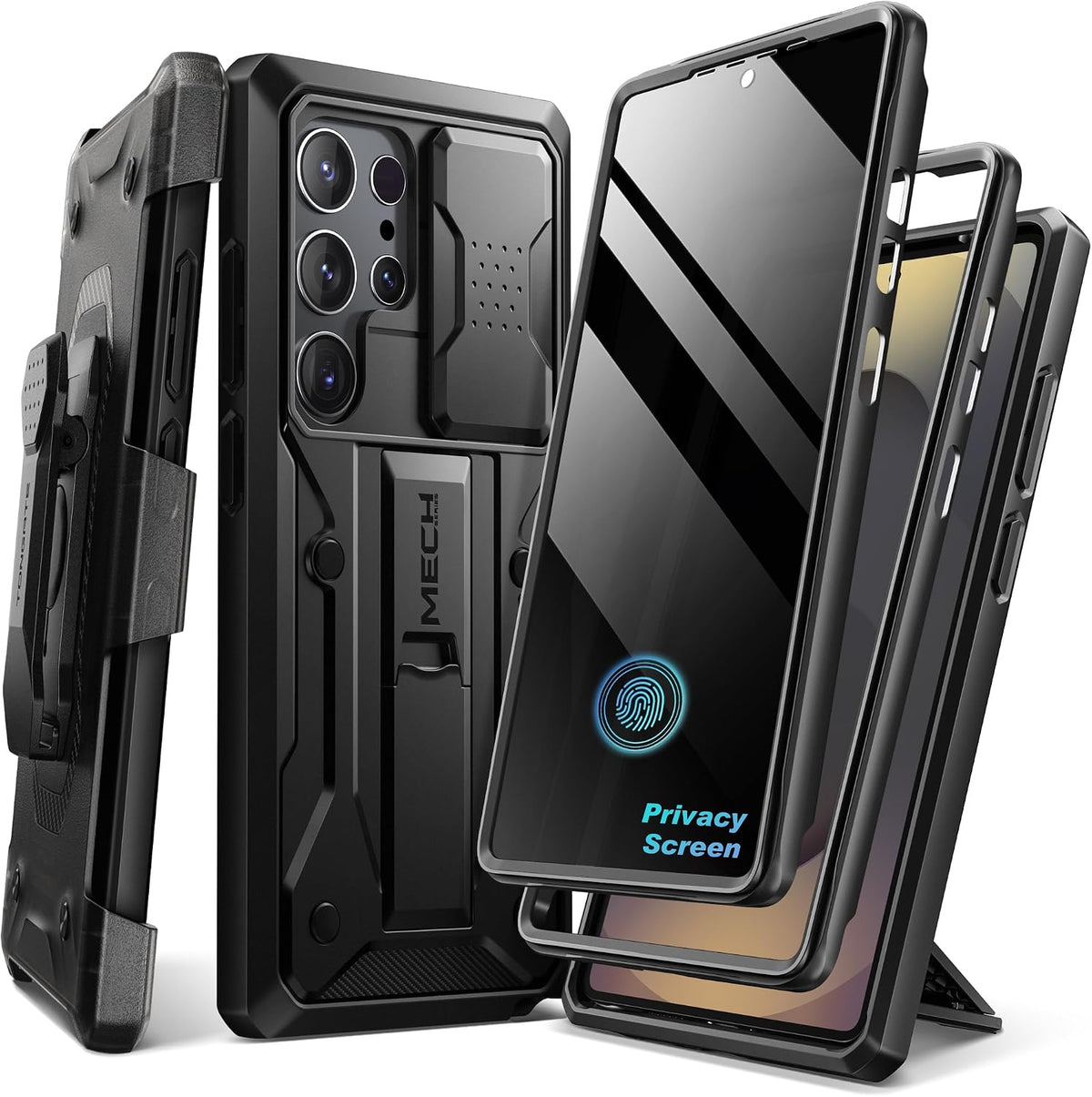 TONGATE Funda para Samsung Galaxy S24 Ultra, 2 marcos delanteros y soporte