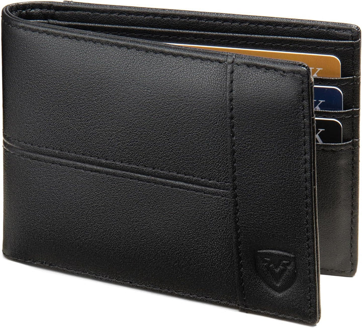 VEESKYE Cartera de cuero de grano completo para hombre, bloqueo RFI...