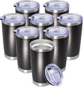 Vaso de café aislado de 20 onzas con tapa, acero inoxidable, color negro