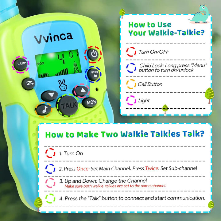 Vvinca Walkie Talkies para niños, juguetes recargables para edades...