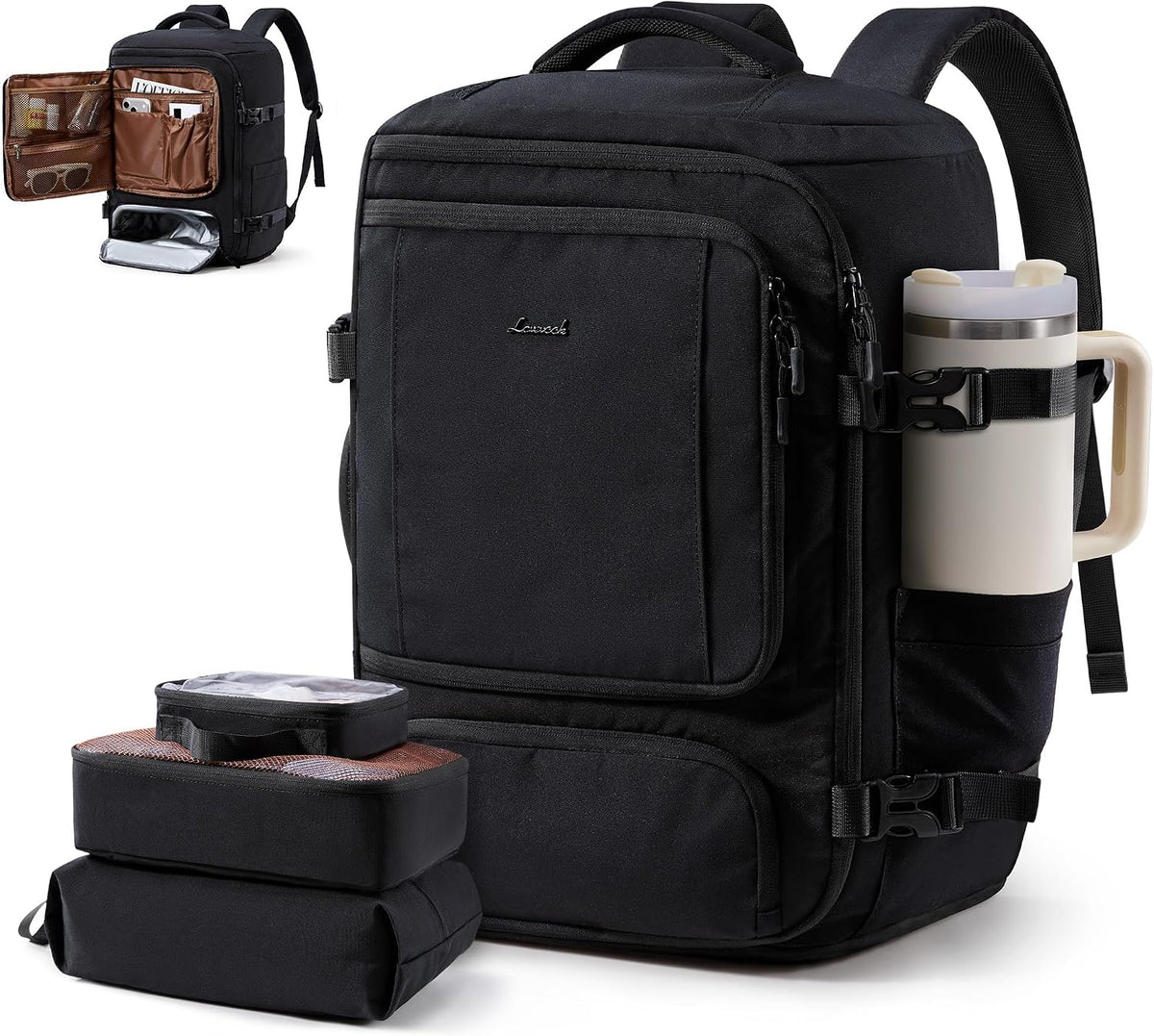 LOVEVOOK Mochila de viaje, Negro, 18 pulg., Viajes