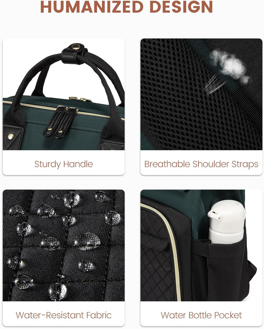 LOVEVOOK Mochila para laptop para mujer, Verde Oscuro Negro, Elegan...