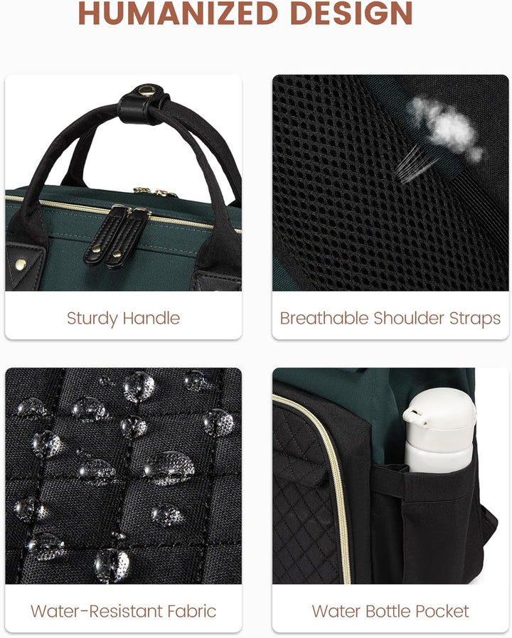LOVEVOOK Mochila para laptop para mujer, Verde Oscuro Negro, Elegan...